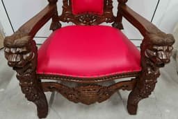 Кралски стол  ( King Chair) ръчна изработка,  дърворезба от махагоново дърво с еко кожа внос от Индонезия. 5