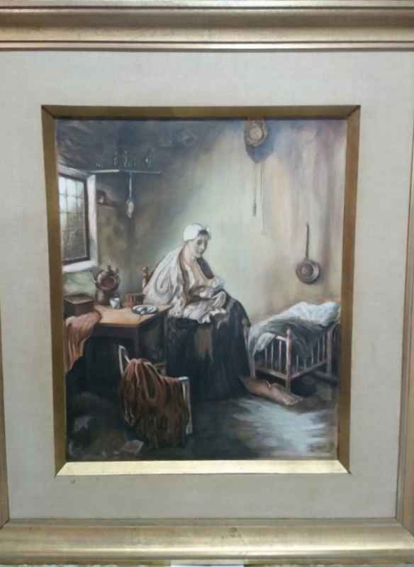 Картина с маслини бои на платно от Faelaedt, 1969 год., Холандия