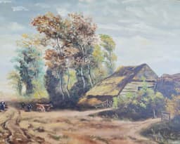 Картина с маслени бои на платно от известен нидерландски художник C. Bertens, ( farm with animals ) 20th century внос от Нидерландия. 2