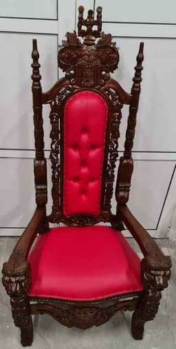 Кралски стол  ( King Chair) ръчна изработка,  дърворезба от махагоново дърво с еко кожа внос от Индонезия. 4