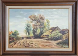 Картина с маслени бои на платно от известен нидерландски художник C. Bertens, ( farm with animals ) 20th century внос от Нидерландия. 1