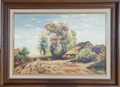Картина с маслени бои на платно от известен нидерландски художник C. Bertens, ( farm with animals ) 20th century внос от Нидерландия.