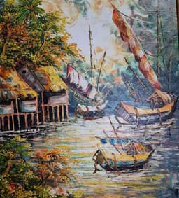 Картина с маслени бои на платно - Indonesian landscape внос от Индонезия. 2