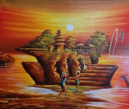 Картина с маслени бои на платно - Indonesian landscape,  21 century внос от Индонезия. 2