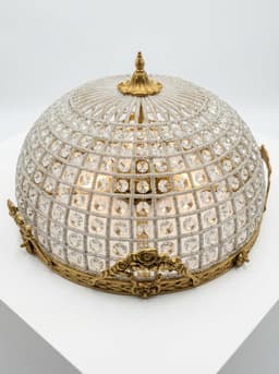 Плафониера с три крушки, бронз и стъкло, изцяло ръчна изработка  - нова. 1