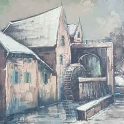 Картина с маслени бои на платно от W. Hoesen, 1965 год., внос от Белгия 2