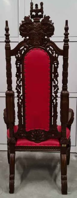 Кралски стол  ( King Chair) ръчна изработка,  дърворезба от махагоново дърво с еко кожа внос от Индонезия. 3