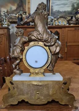 Каминен часовник в съчетание от месиг с оникс, производство Франция. 3