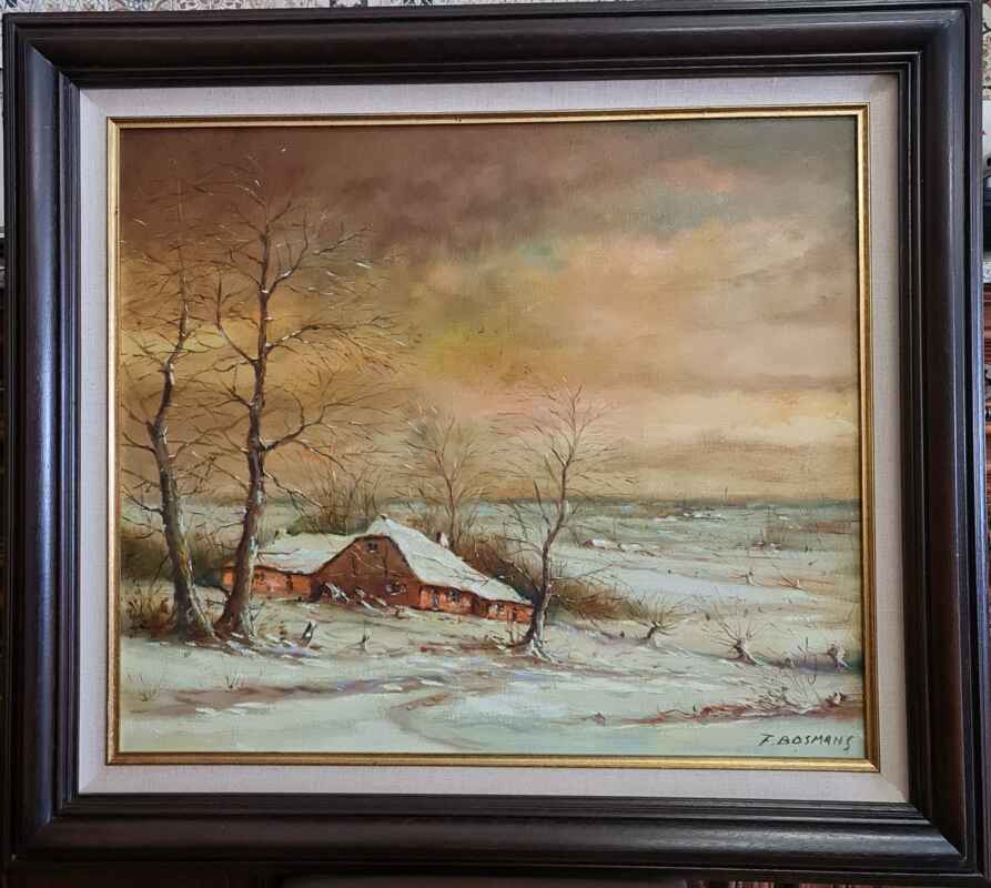 Картина с маслени бои на платно от известен нидерландски художник F. Bosmans, 20th century внос от Нидерландия.