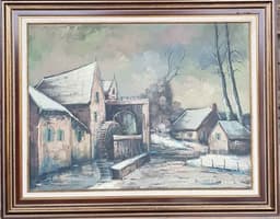 Картина с маслени бои на платно от W. Hoesen, 1965 год., внос от Белгия 1
