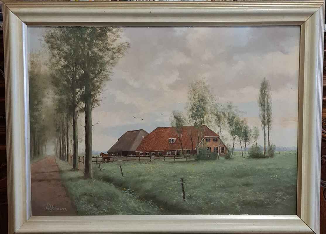 Картина с маслени бои на платно от известен нидерландски художник W. Kroon, 20th century внос от Нидерландия.