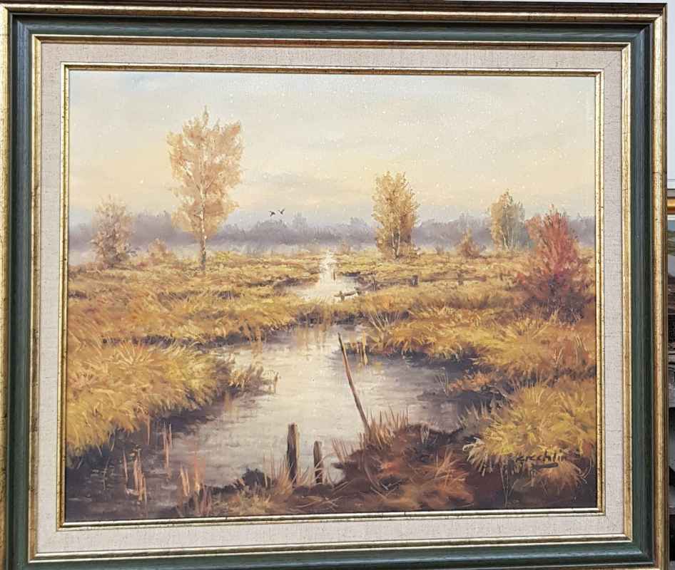 Картина с маслени бои на платно от Reichlin, германски художник,  20th century,  внос от Нидерландия