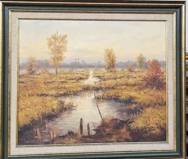 Картина с маслени бои на платно от Reichlin, германски художник,  20th century,  внос от Нидерландия