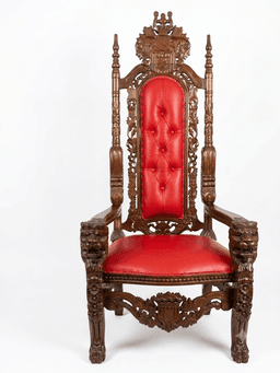 Трон кралски ( King Chair) ръчна изработка,  дърворезба от махагоново дърво с еко кожа внос от Индонезия. 1