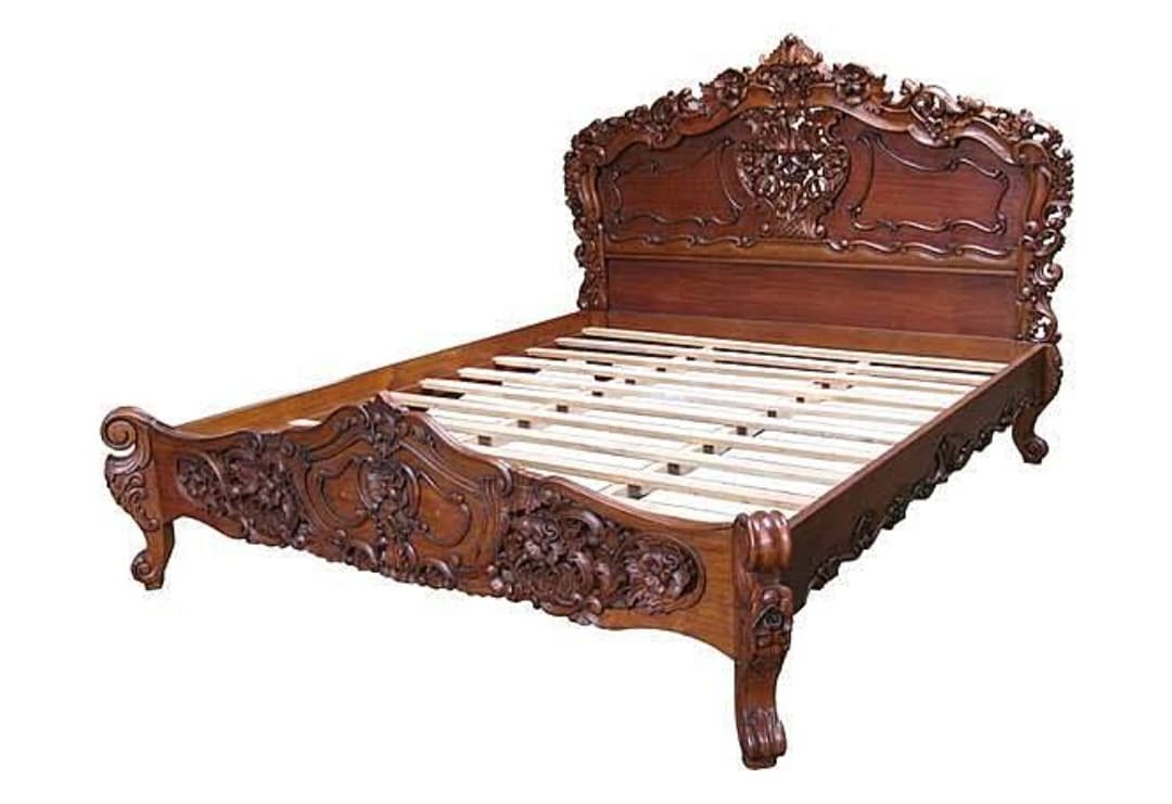 Спалня Rococo, ръчна изработка, дърворезба от махагон,  нова внос от Индонезия.