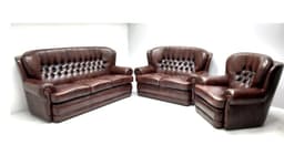 Холова гарнитура 3 + 2 + 1 Chesterfield New Castle, нова от естествена кожа внос от Нидерландия. 2
