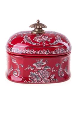 Кутия с капак за бижута, порцелан с бронзова дръжка, нова, внос от Германия 2