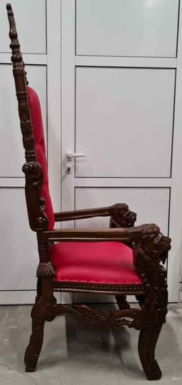 Кралски стол  ( King Chair) ръчна изработка,  дърворезба от махагоново дърво с еко кожа внос от Индонезия. 2