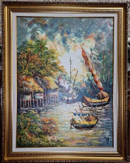 Картина с маслени бои на платно - Indonesian landscape внос от Индонезия. 1