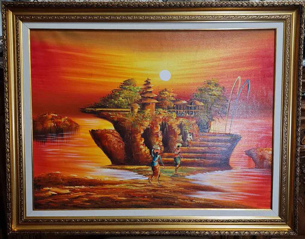 Картина с маслени бои на платно - Indonesian landscape,  21 century внос от Индонезия.