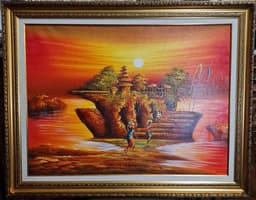 Картина с маслени бои на платно - Indonesian landscape,  21 century внос от Индонезия. 1